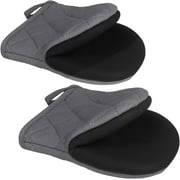 1 Pair Short Oven Mitts - Silicone Kitchen Oven Gloves High Heat Resistant 500 , Mini Oven Mits with Non-Slip Grip Surfaces and Hanging Loop for BBQ, Baking, Cooking and Grilling