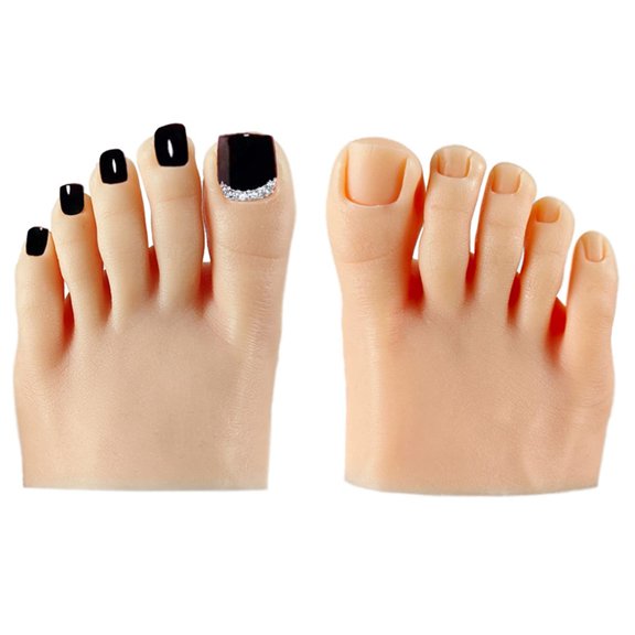 1 Pair Silicone Foot Model, Nail Art Training Display Fake Half Foot Model Pedicure Practice Silicone Foot Model (Medium Skin Color) ALT2