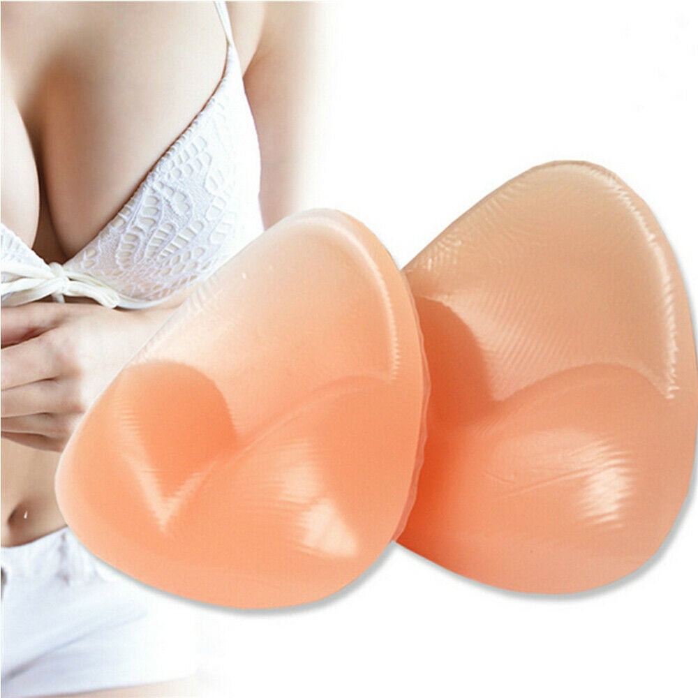 1 Pair Silicone Triangle Push-up Breast Pads Cleavage Enhancer Swimsuit,  Bikini and Bra Inserts for Summer(Beige/S)