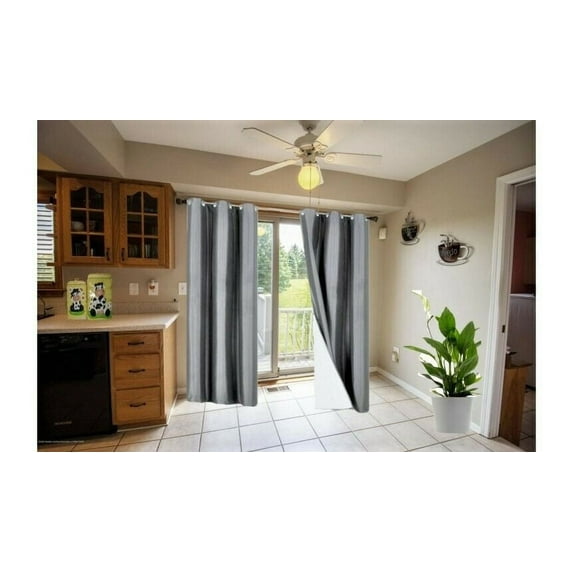 1 Pair Silver Gray Noa 95" Length Insulated Lined 100% Heavy Thick Blackout Silver Grommet Window Curtain Panels Drapes Not See Through Energey Saving