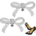 thumbnail image 1 of 1 Pair Silver Rhinestone Bow Shoe Clips,Detachable Clips with Diamond Bow,Bowknot Shoe Buckle Clips Decoration,Wedding Shoe Accessories for Women,Elegant Bow Clips for All Kinds of Shoes, 1 of 8