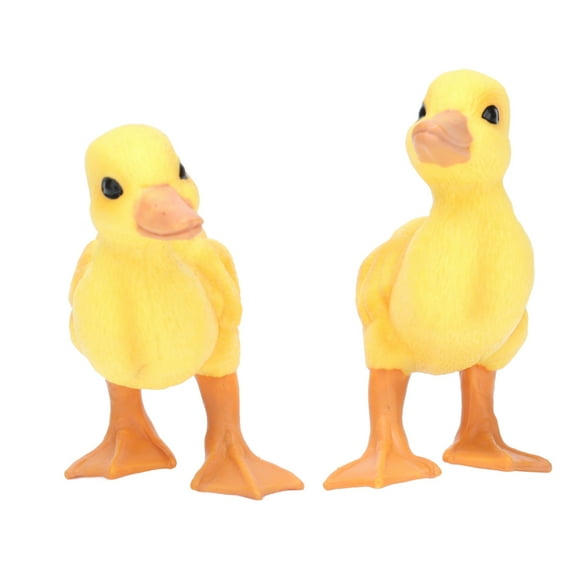 1 Pair Simulation Mini Yellow Duck Model Solid Miniature Farm Duck Figurine For Birthday Gift Decorations