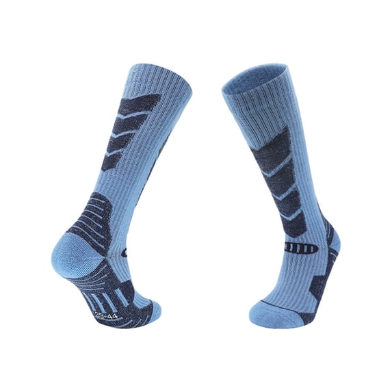 1 Pair Ski Socks Elastic Lock Temperature Sweat Absorption Warm Feet Thickened Terry Outdoor Sports Socks for Winter Sports-Light Blue,M