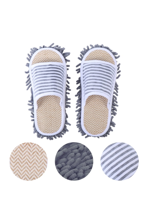 1 Pair Microfiber Floor Cleaning Mop Slippers Household Slipper
