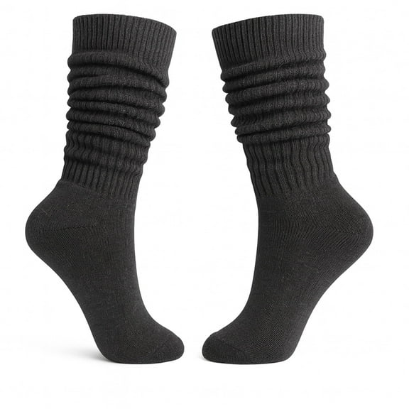 M.O.S Women's Slouch Socks Extra Heavy Long, Size 5–10, 1 Pair – Anthracite Gray