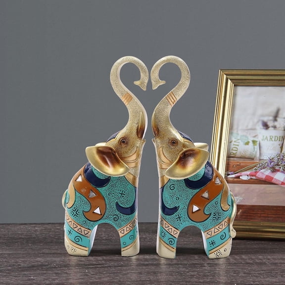 1 Pair Small Elephant Figurines Home Decor, Elephant Figurines with Trunk Up, Good Luck Large Elephant Statue Decorations for Home, Desktop Elephant Statues Gifts