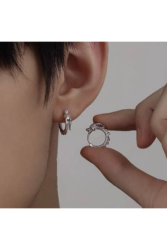 1 Pair Small Huggie Earrings Smoothly Polished Copper Dragon Shape Solid Color Earrings Lightweight Casual Hoop Earrings for Dating Commuting Party