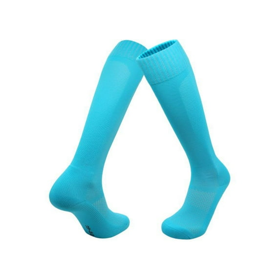 1 Pair of Soccer Socks, Comfortable and Breathable Long Socks, Solid Color Tall Baseball Socks, High Elasticity Sports Socks, Suitable for Both Men and Women Lake Blue S Size