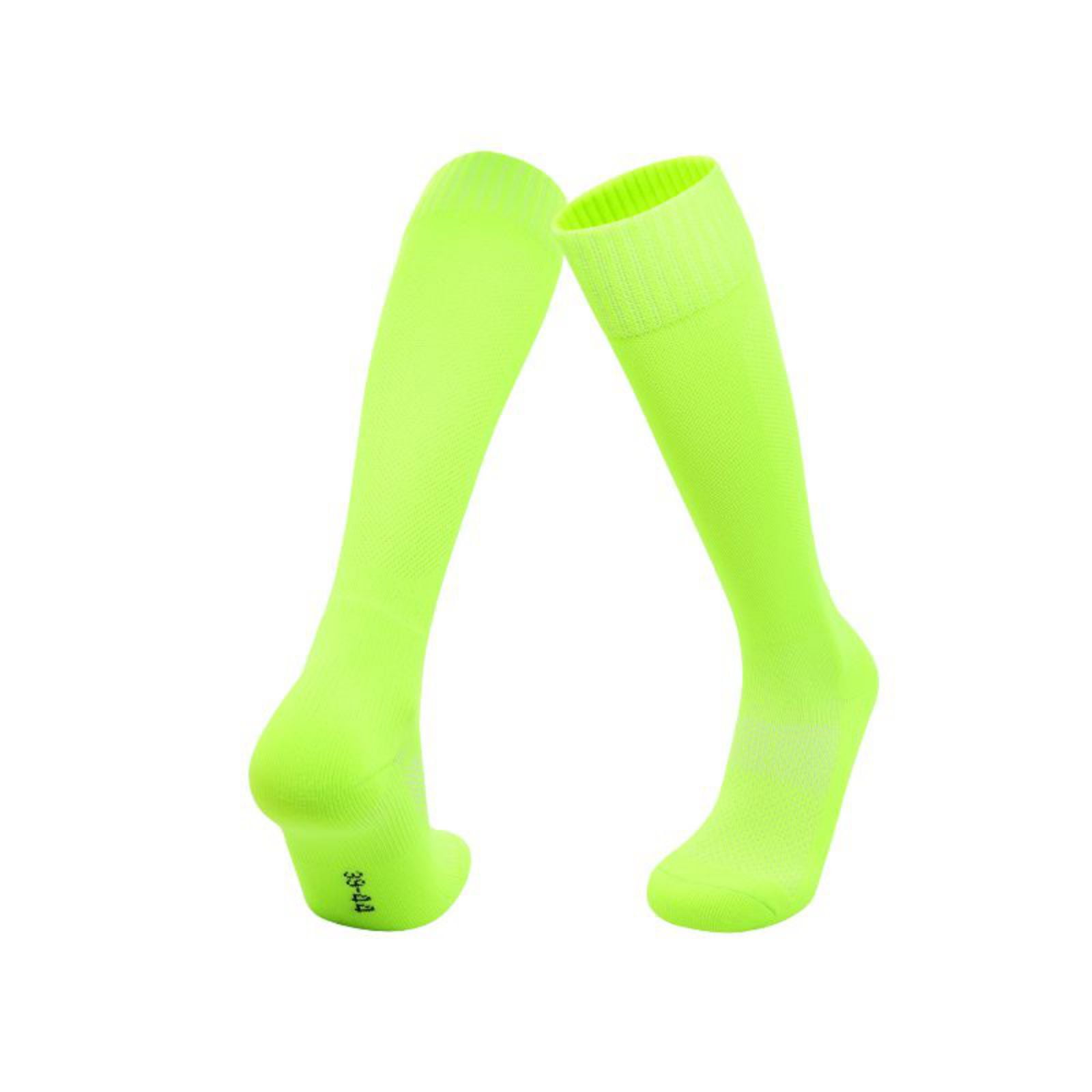 1 Pair of Soccer Socks, Comfortable and Breathable Long Socks, Solid Color Tall Baseball Socks, High Elasticity Sports Socks, Suitable for Both Men and Women Fluorescent Green M Size
