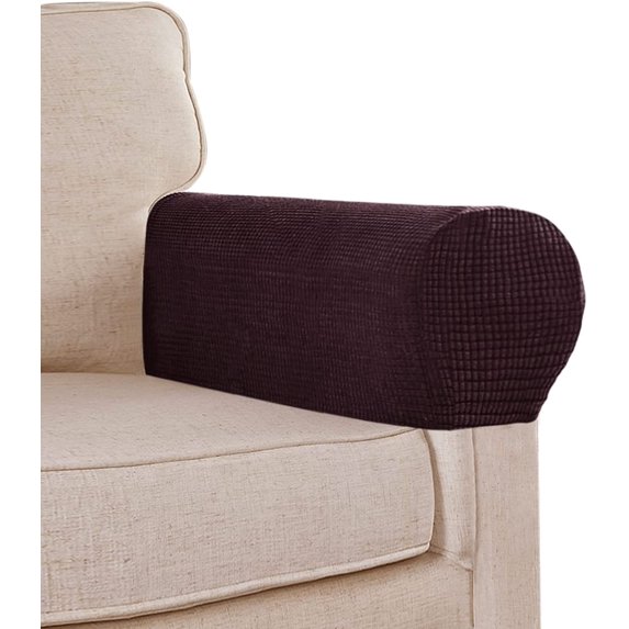 1 Pair Sofa Armrest Cover Sofa Covers for Living Room Removable Arm Stretch Chair Protector Armchair Covers Armrest Couch Cover (Coffee)
