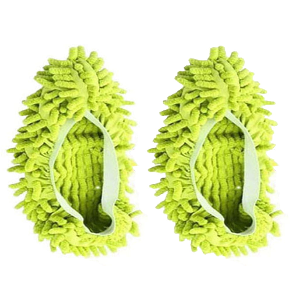 1 Pair Soft House Floor Mopping Cleaning Slipper Shoes Cover Mop Dust Cleaner (Green)