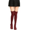 thumbnail image 1 of 1 Pair Solid Color Thigh High Socks Cotton Over Knee Socks Knit Long Boot Stocking, 1 of 5