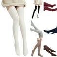 thumbnail image 1 of 1 Pair Solid Color Thigh High Socks Cotton Over Knee Socks Knit Long Boot Stocking, 1 of 7