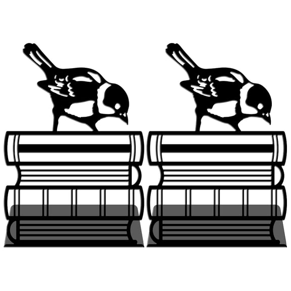 1 Pair Sparrow Birds Books Metal Decorative Bookend for Shelves Heavy Duty Book Ends Non-Skid Books Holder Stand Black Book SupportDIY