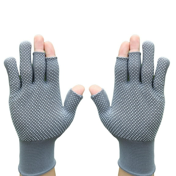 1 Pair Sports Gloves Fingerless Anti slip Sun Polyester Open Finger Fishing Tea Picking Gloves Outdoor Sports One Size E
