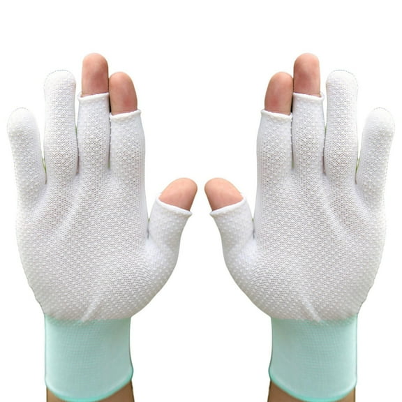 1 Pair Sports Gloves Fingerless Anti-slip Sun Protection Polyester Open Finger Fishing Tea Picking Gloves Outdoor Sports-One Size,F