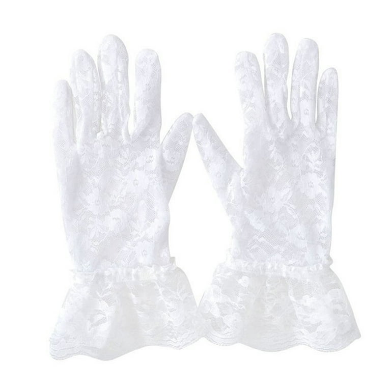 1 Pair of Spring Summer Women Short Lace Gloves Anti-UV Sun Protection Full  Finger Gloves Outdoor Driving Gloves Prom Party Wedding Gloves with Lace