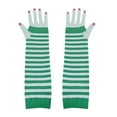 thumbnail image 1 of 1 Pair St.Patrick's Day White Green Striped Sleeve Party Striped Long Gloves(Green White), 1 of 4