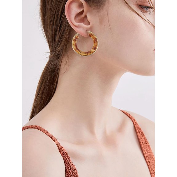 1 Pair Stainless Steel Hoop Earrings Ring Acrylic Earrings for Women Elegant Gifts 304 Stainless Steel 1 Set