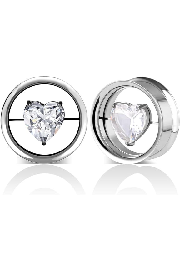 1 Pair Stainless Steel Tunnels Gem Ear Plugs Eyelet Gauges for Ears Screw Back Double Flared Stretchers Expander.