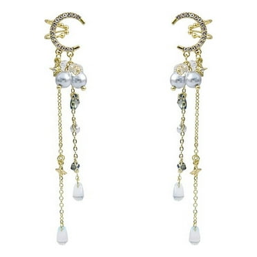 1 Pair Star Dangle Earrings Clip On Earring Tassel Chain Earring Women Dangle Clip Earrings