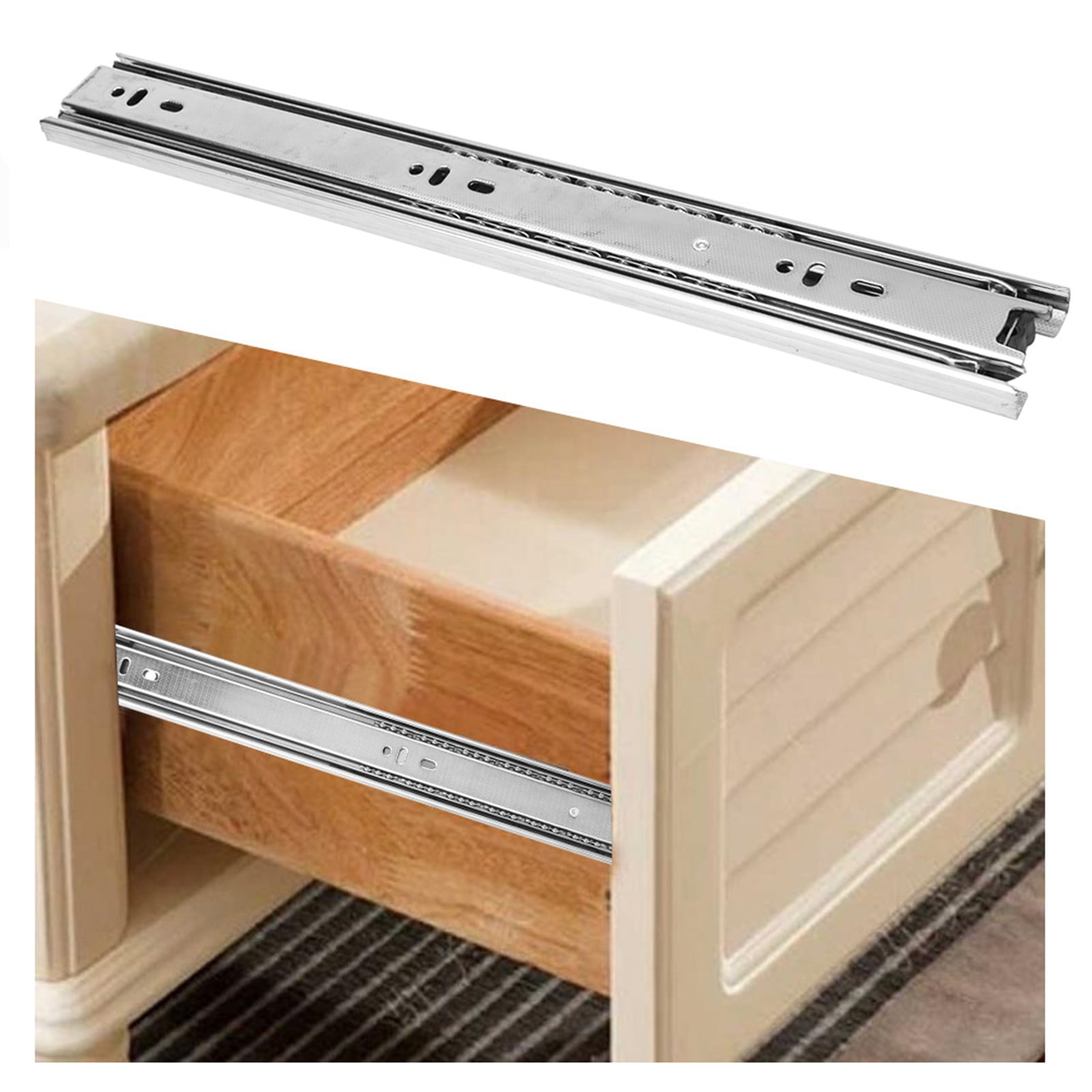 1 Pair Steel Bearing Drawer Runners, 500mm Cold Rolled Steel Push To