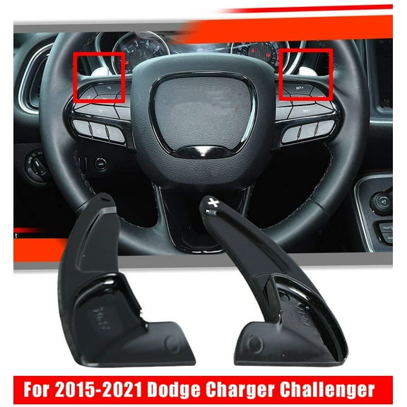 1 Pair Steering Wheel Shift Paddle Extensions for 2015-2021 Dodge Charger Challenger Durango/For Jeep Cherokee 2019-2021/For Chrysler 300 300S 2015-2021, Glossy Black