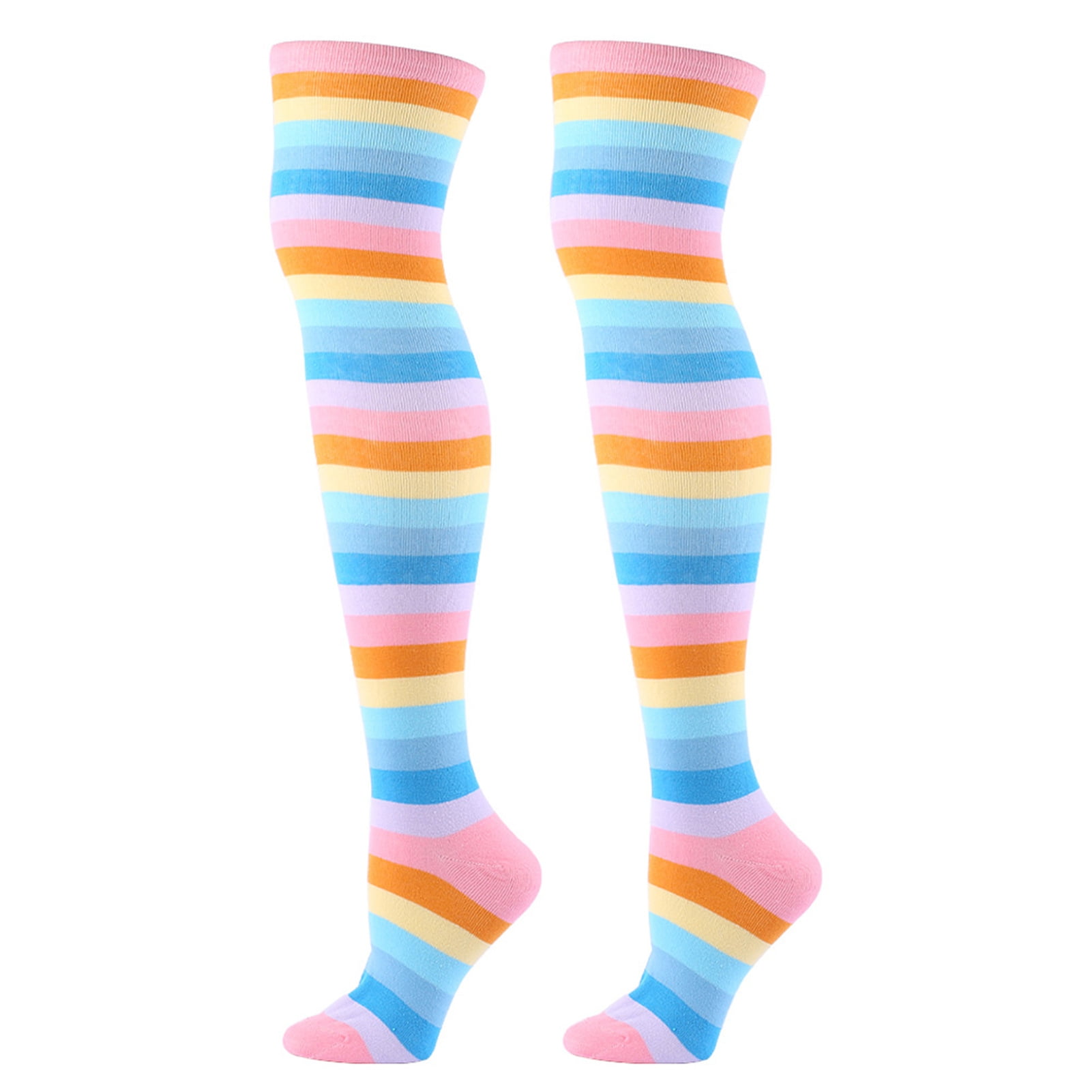 1 Pair Striped Over Knee Socks Breathable High Elasticity Costume ...