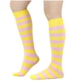thumbnail image 1 of 1 Pair Striped Thigh High Socks Knee High Socks for Women Teen Girls Halloween Thigh High Over the Knee Long Socks, 1 of 3