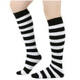 thumbnail image 1 of 1 Pair Striped Thigh High Socks Knee High Socks for Women Teen Girls Halloween Thigh High Over the Knee Long Socks, 1 of 4
