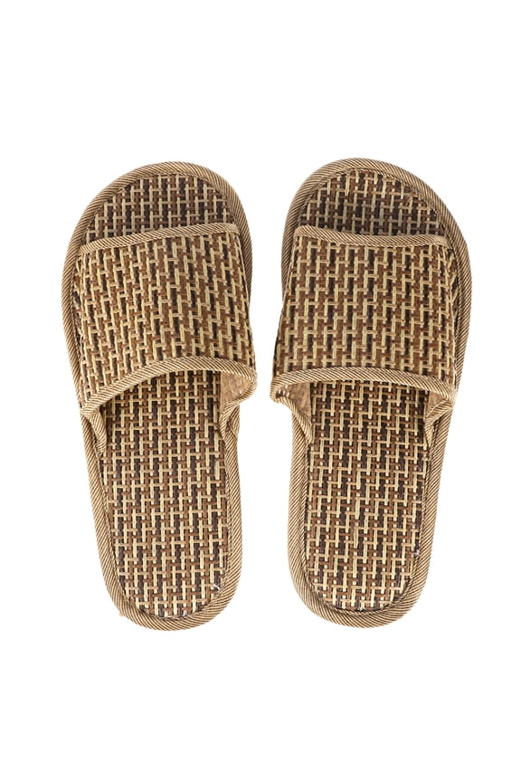 1 Pair Summer Creative Weave Slippers Comfortable Bamboo Sandals Khaki