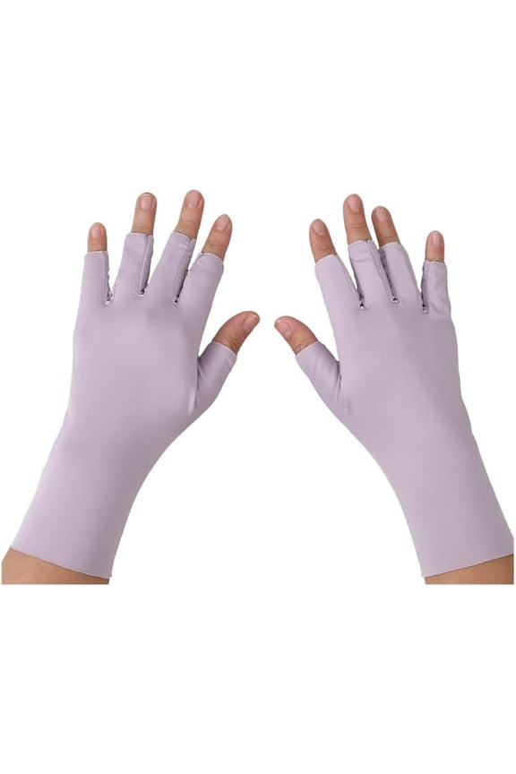 1 Pair Sun Protection Gloves 213x128x2mm Purple Polyester Fingerless Ice Silk Gloves for Women Summer