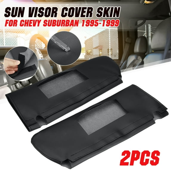 1 Pair Sun Visor Cover Skin Replacement for Chevy Tahoe Suburban Yukon 1995-1999, Black