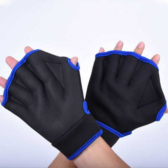 1 Pair Swimming Resistance Gloves - Webbed Gloves for Water Aerobics, Aquatic Fitness, and Swim Training - Black L