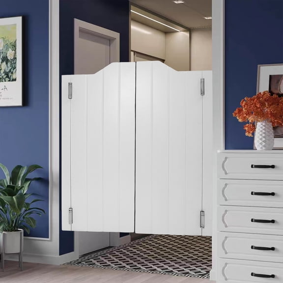1 Pair Swinging Doors White Wood Counter Doors For Coffee Shops, Shopping Malls