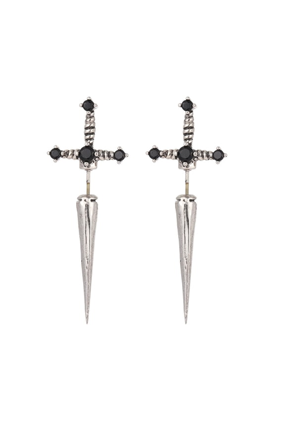 MLINS Sword Earrings for Women Unique Simple Design Jewelry Gift Silver Color 1 Pair