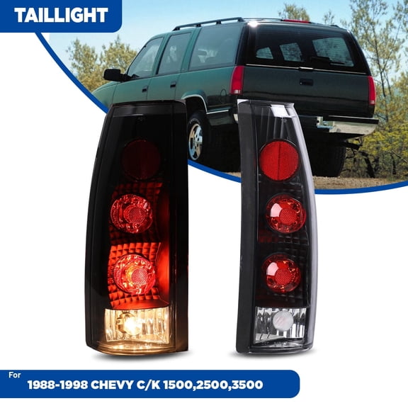 1 Pair Tail Light Compatible with 1988-1998 Chevy/GMC C/K 1500/2500/3500,1992-1999 Chevy/GMC Suburban 1500/2500,Running Lights for 1995-1999 Chevy Tahoe,1992-1999 GMC Yukon,Matte Black Smoked Lens