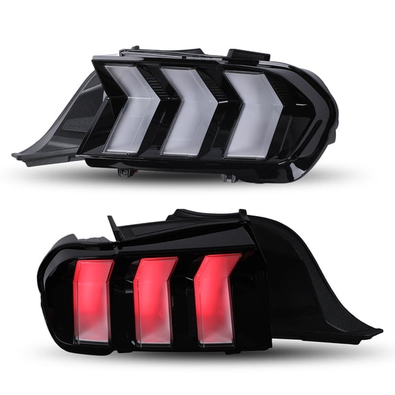 1 Pair Tail Lights for 2024-2026 Ford Mustang Coupe & Convertible Not fit for Mach-E model Tail Light Full LED Sequential Turn Signal Rear Brake Lamp DRL Taillights (Red Lens)