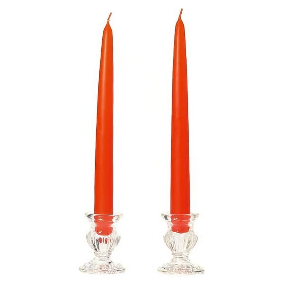1 Pair Taper Candles Unscented 12 Inch Burnt Orange Tapers .88 in. diameter x 12 in. tall