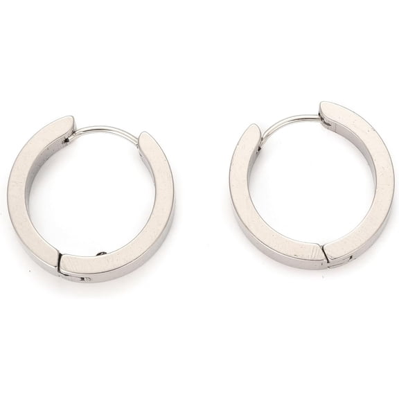 1 Pair Tarnish Resistant 304 Stainless Steel Hoop Earrings Thick Hoop Earring Set Trendy Simple Ears for Women Birthday Festival Elegant Jewelry Gifts grey