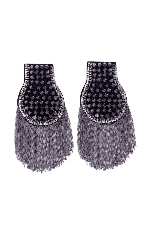 1 Pair Tassel Link Chain Epaulet Decorative Shoulder Brooch Boards Badge Vintage Costume Accessory Women Men Shoulder Epaulette for Banquets Gray