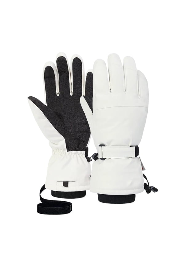 1Pair Pro Ski Gloves with Wrist Guards,Thick Winter Glove for Men Women,Warmest Waterproof and Breathable Touchscreen Snow Gloves for Cold Weather,Ideal for Skiing,Running,Snowboarding,White,XL,12.8"