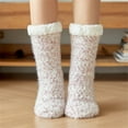 thumbnail image 1 of 1 Pair Thick Slipper Socks for Women Padded Floor Socks Lambswool Lined Slipper Socks Winter Warm Fuzzy Indoor Christmas Gifts Socks, 1 of 11