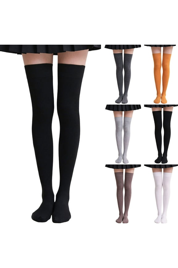 1 Pair Thigh High Stocking Solid Color High Elasticity Thickened Stretchy Super Soft Leg Slimming Windproof Autumn Winter Women Over Knee Socks for Party,Brown