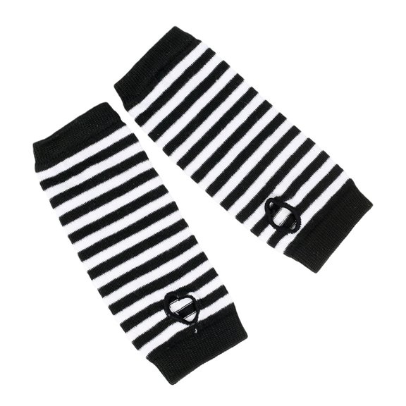 1 Pair Thumbhole Design High Elastic Streetwear Style Half Mittens Crochet Knitting Striped Print Arm Wrist Gloves for Cosplay