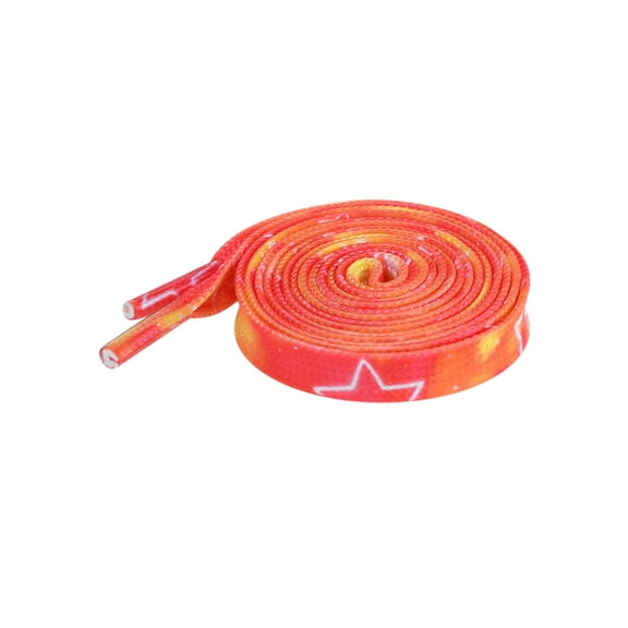 1 Pair Tie-Dye Stars Flat Shoe Laces for Sneakers, 0.31'' Soft Shoelaces Shoestrings for Casual Hiking Shoes Red Orange 120cm/47.2"