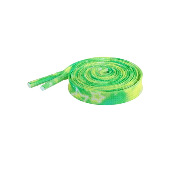 1 Pair Tie-Dye Stars Flat Shoe Laces for Sneakers, 0.31'' Soft Shoelaces Shoestrings for Casual Hiking Shoes Yellow Green 120cm/47.2"