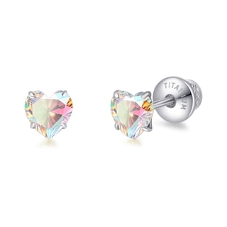 1 Pair Titanium Stud Earrings for Women Men Hypoallergenic | Implant Grade F136 Titanium for Sensitive Ears, Cubic Zirconia Screw Backs for Cartilage Earring