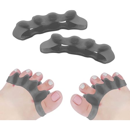 1 Pair Toe Separator, Soft Gel Toe Spacers to Correct Toes, Toe Corrector, Toe Straighteners for Overlapping Toes, Hallux Valgus (Black)
