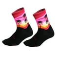 thumbnail image 1 of 1 Pair Trendy Cycling Socks Coconut Tree Pattern Moisture Absorption Universal Unisex Bicycle Socks for Riding-Red, 1 of 8
